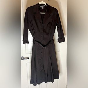 Beautiful ELLEN TRACY Chocolate Brown Structured Flare Dress Sz 10